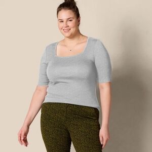 Amazon Essentials Women's Slim-Fit Half Sleeve Square Neck T-Shirt